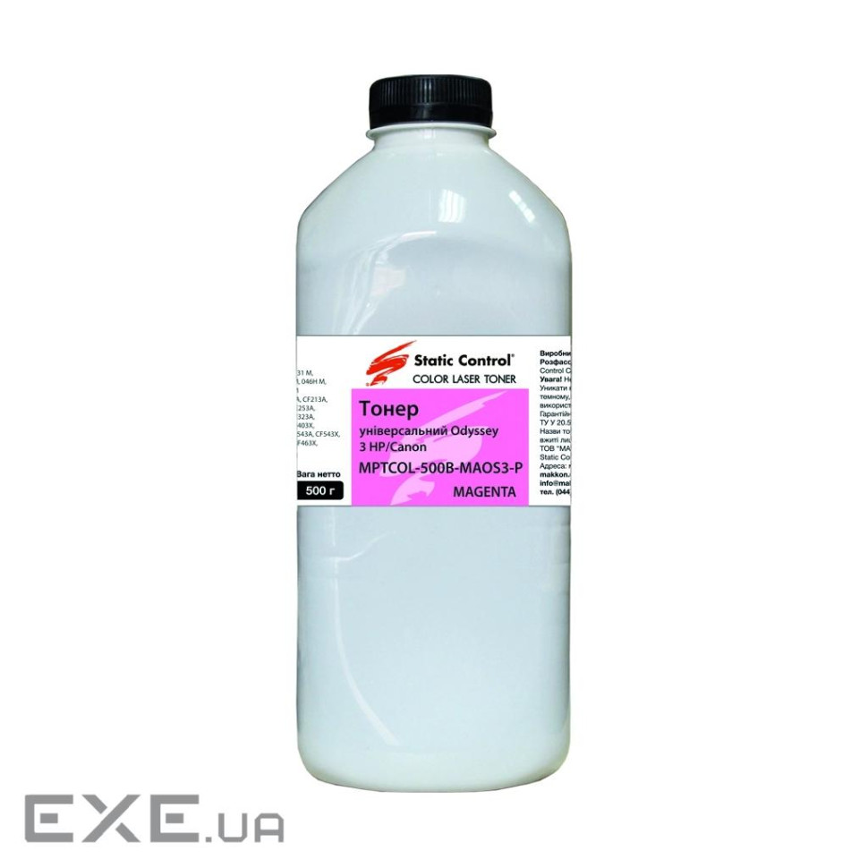 Тонер HP/Canon MPTCOL OS3 500г magenta (фасовка) Static Control (MPTCOL-500B-MAOS3-P)