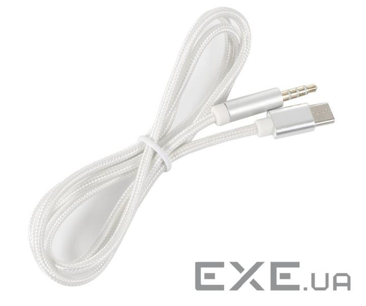 Кабель AUX Type-C - TRRS Audio 3.5мм Male/Male 1м Silver (S0994)