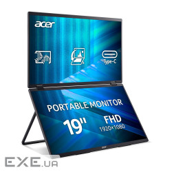 Монітор сенсорний портативний з подвійним екраном 18,5" ACER PD193QTEBMIUUX (UM.XP3EE.E09)