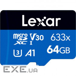 Карта пам'яті LEXAR microSDXC High Performance 633x 64GB UHS-I U3 V30 A1 Class 10 (LMS0633064G-BNNNG)