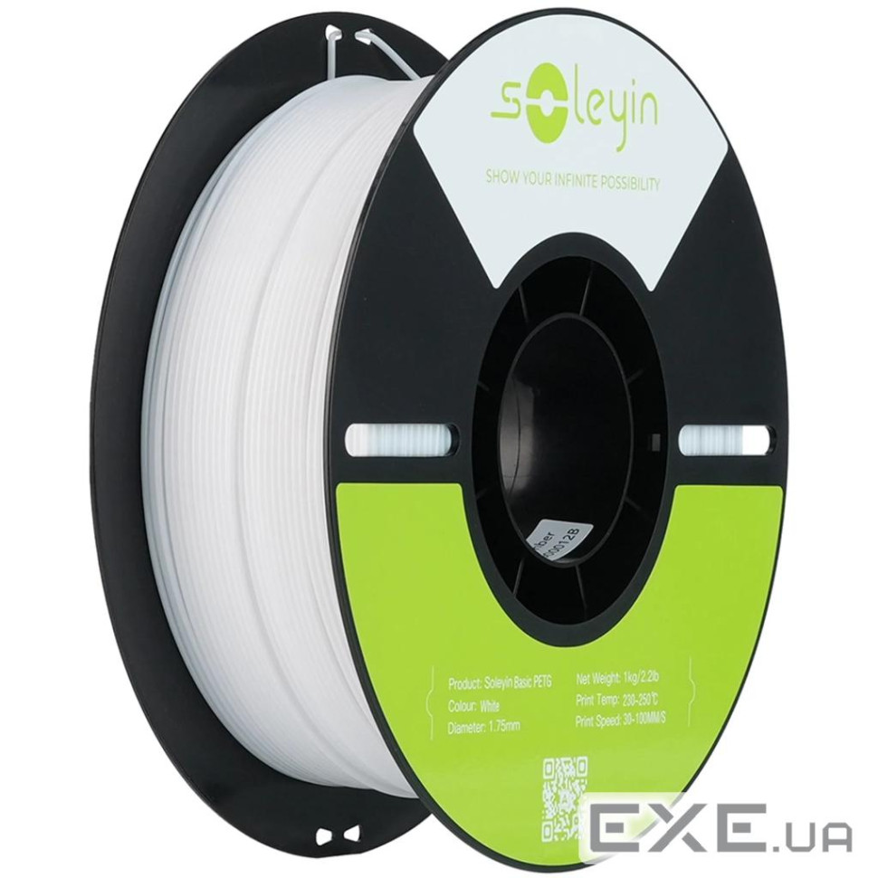 Пластик для 3D-принтера Creality Soleyin PETG 1.75мм, 1кг, white (3301030164)