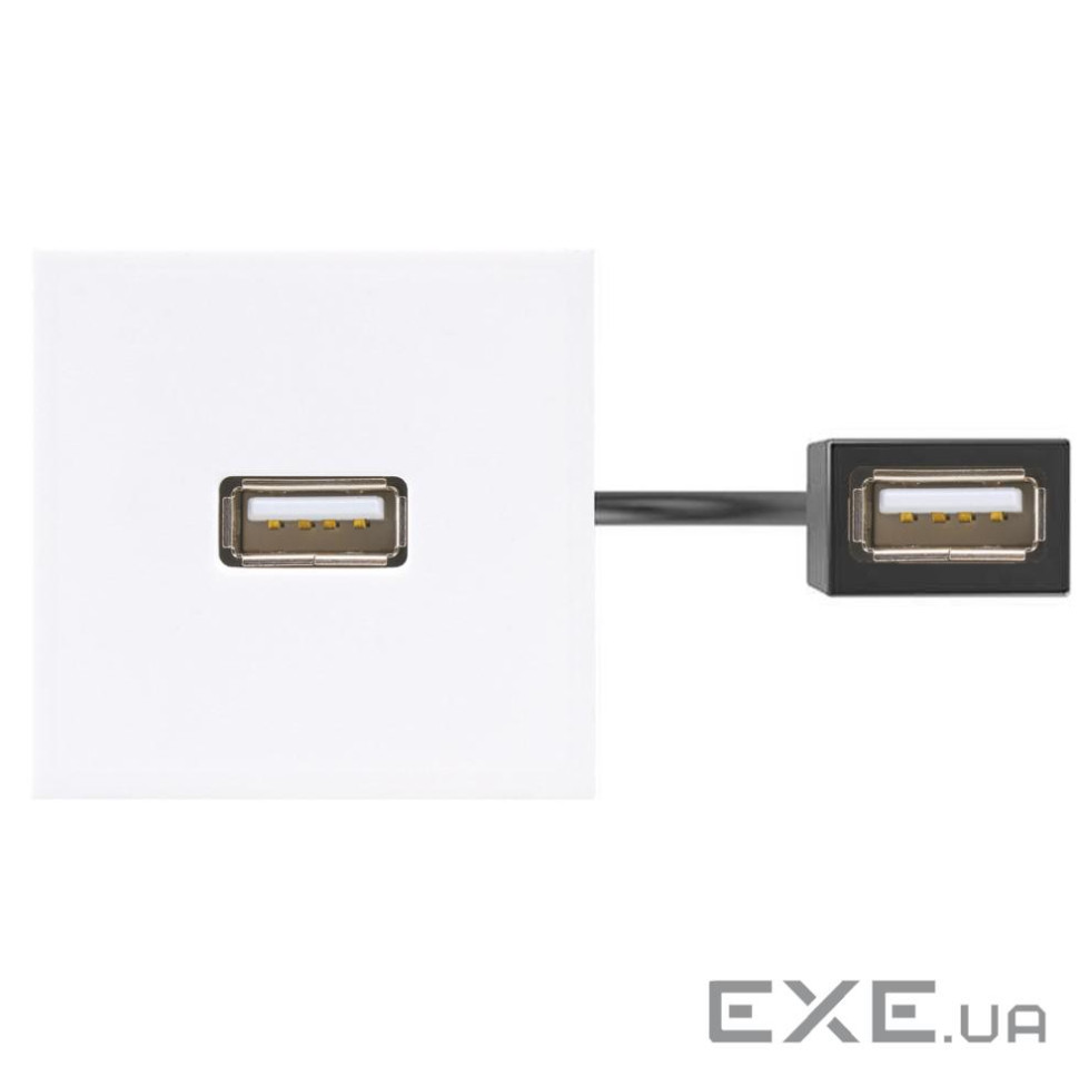 Патч-корд з USB-A 3.0 розеткою 45х45 мм та роз"ємом USB-A 3.0 "мама-мама", білий (K128D/9)