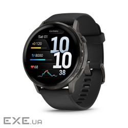 Смарт-годинник Garmin Venu 4 (45mm), Black w/ Slate + Black, GPS смарт-годинник (010-03014-00)