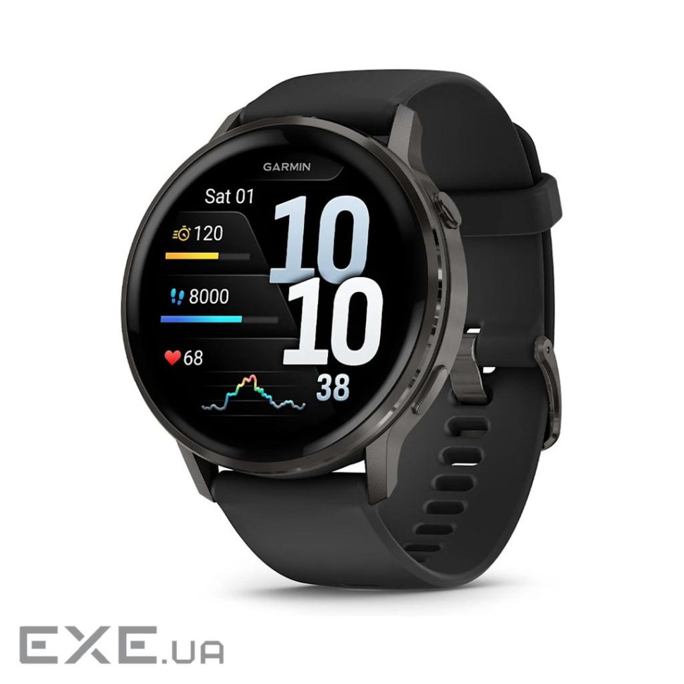 Смарт-годинник Garmin Venu 4 (45mm), Black w/ Slate + Black, GPS смарт-годинник (010-03014-00)