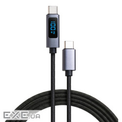 Дата кабель USB-C to USB-C 2.0m 100W LCD Display Nylon Black Vinga (VYDCCC22100D)