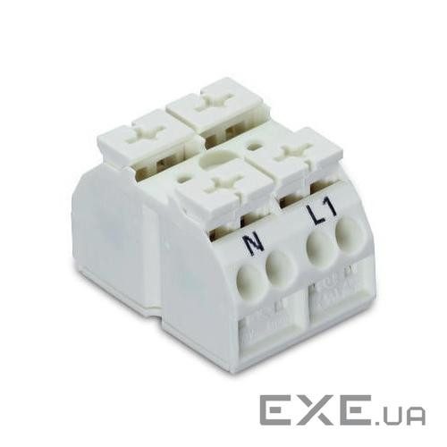 Клемний блок, 2Px4х1.5...4мм2, для мідн. пров.(N-L1), білий., WAGO (862-2652) ., WAGO (862-2652)