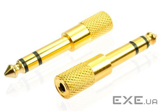 Конвертер Jack 6.3 (тато)/ Jack 3.5 (мама) Stereo, Gold, метал ,Q100 (02790)