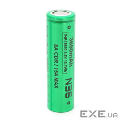 Акумулятор 18650 Li-Ion Vapcell INR18650 N36, 3650mah, 15A, 4.2 / 3.6 / 2.5V