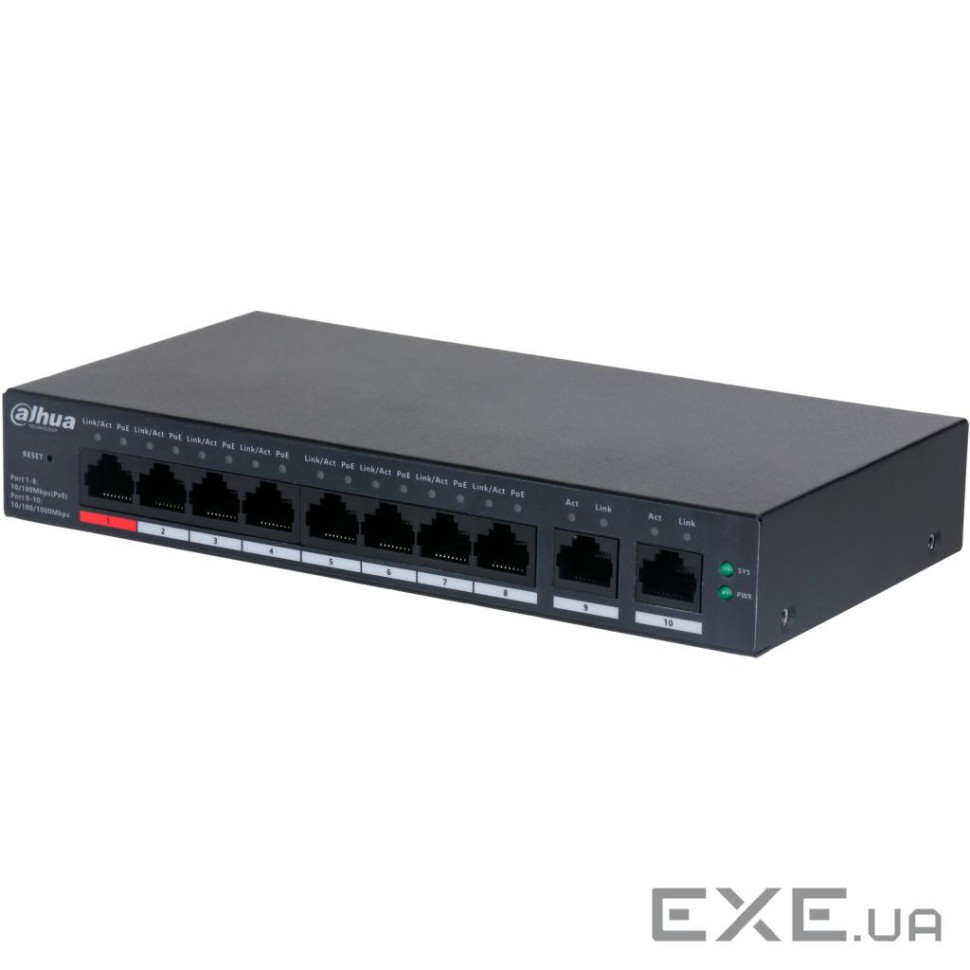 8-портовий керований з PoE Dahua DH-CS4010-8ET-110