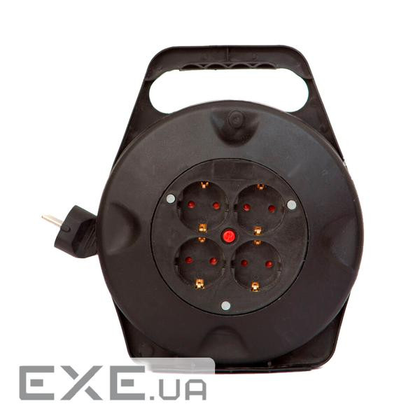 Подовжувач на котушці LP 15м (ПВС 3*0.75), 4 гнізда із заземлюючим контактом до 2.2 кВт (30248)