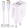 Зарядний пристрій SkyDolphin SC30T (2USB, 2.1A) White (SDMZP-000113) + кабель Type-C