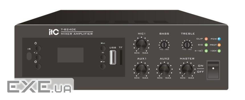 Мікшуючий підсилювач потужності 240 Вт ITC T-B240E з USB/SD/Tuner/Bluetooth, настільний