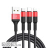 Дата кабель USB 2.0 AM to Lightning + Micro 5P + USB-C 1.0m Xpress one X26 black+red HOCO (6957531080282)