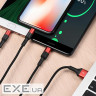 Дата кабель USB 2.0 AM to Lightning + Micro 5P + USB-C 1.0m Xpress one X26 black+red HOCO (6957531080282)