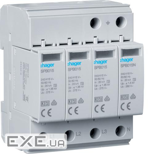 Розрядник (ПЗІП) T2 4P змінний 40kA TT/TNS з індикацією (SPB413)