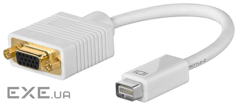 Перехідник DVI mini to VGA HD15 M/ F 0.2m, Gold, HQ, белый (75.05.1744-20)
