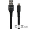 Дата кабель USB 2.0 AM to Lightning 1.0m flat nylon black Vinga (VCPDCLFNB1BK)