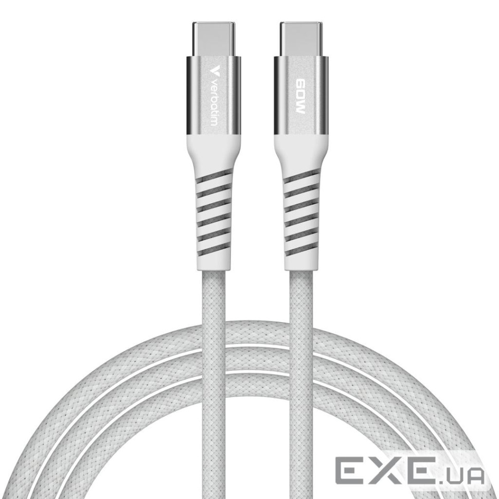 Магнітний кабель живлення та синхронізації Verbatim 60 Вт /USB-C-USB-C /120 см-сірий (31850)