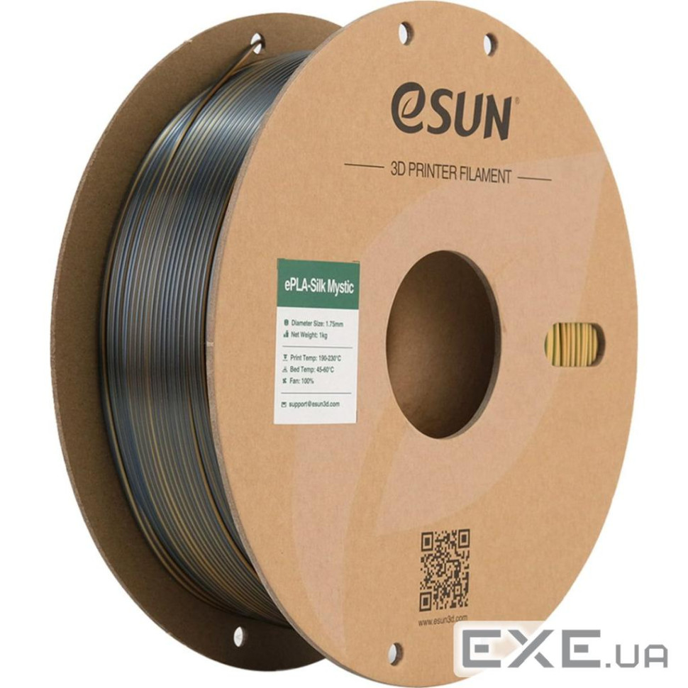 Пластик для 3D-принтера eSUN ePLA-Silk Mystic 1.75мм 1kg gold-green-black (ePLA-SilkMystic-P175GGB1)