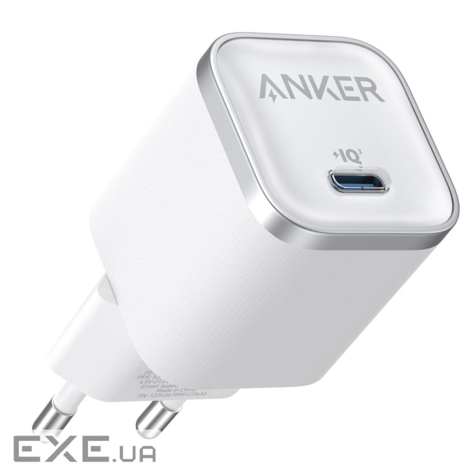 Зарядний пристрій Anker USB-C 45W Nano Charger white (A2692L21)