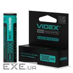 Акумулятор 18650, 3000 mAh, Videx, 1 шт , Li-ion, 3.7V