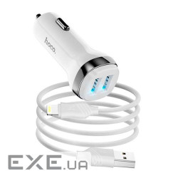 Набір АЗУ 12-24V HOCO Z40+ кабель Lighting, 2xUSB, 2.4A, кабель 1м, White, Box (Z40 / LW) , White, Box (Z40 / LW)