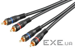 Кабель аудіо-сигнальний RCA 2x2 M/M 3.0m,2xShielded D=4.8mm Gold OFCu,асфальт (84.00.7155-1) (84.00.7155-1)