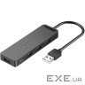 Хаб USB 2.0 -> 4xUSB 2.0, 0.15м, Black Vention (CHMBB)