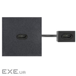 Патч-корд з USB-C 3.0 розеткою 45х45 мм та роз"ємом USB-C 3.0 "мама-мама", чорн (K128F/14)