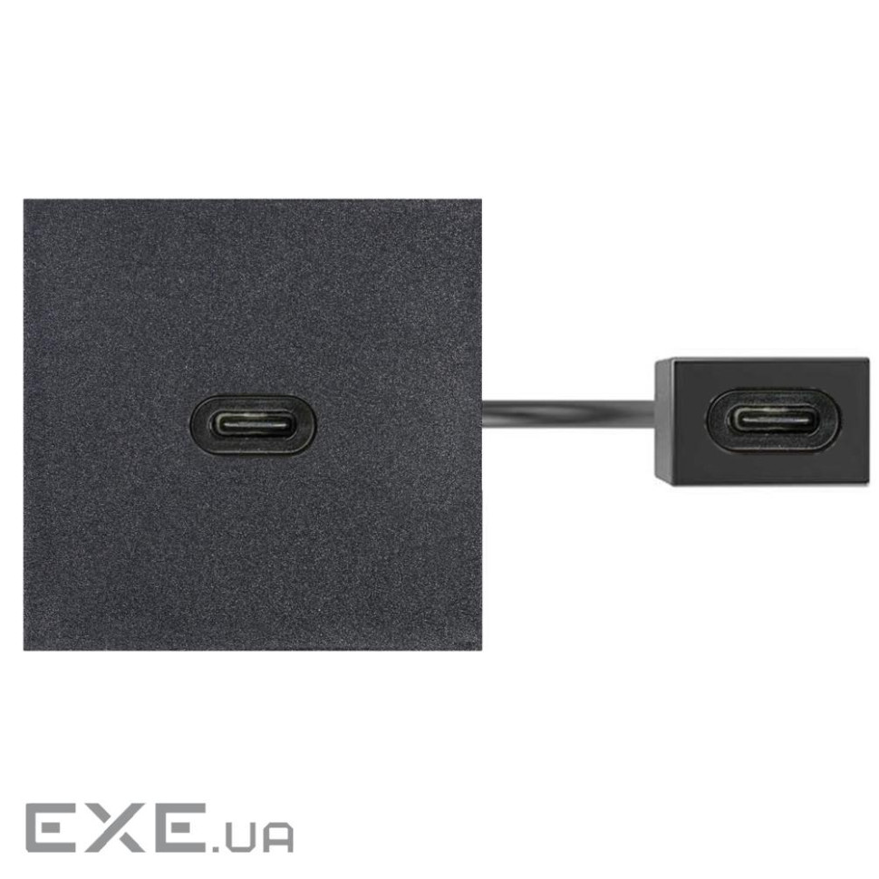 Патч-корд з USB-C 3.0 розеткою 45х45 мм та роз"ємом USB-C 3.0 "мама-мама", чорн (K128F/14)
