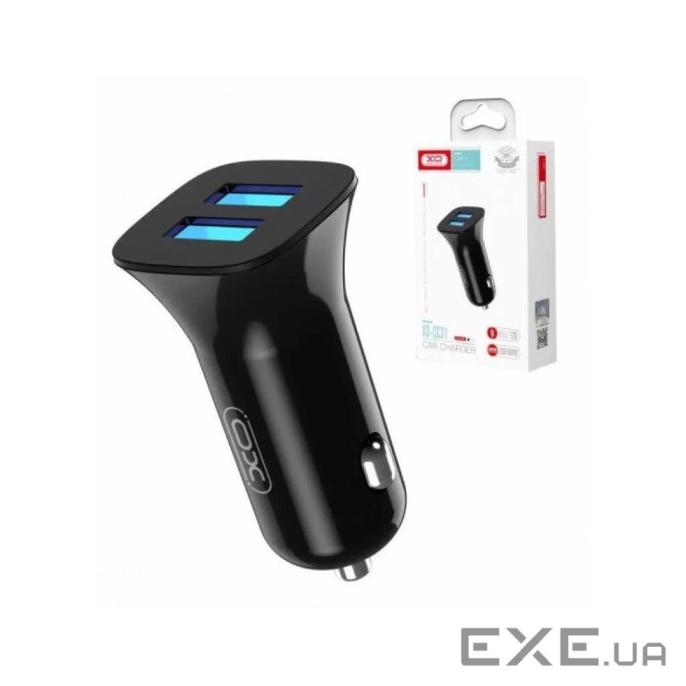 Зарядний пристрій XO CC31 2.4A/2 USB Black (XO-СC31-BK)