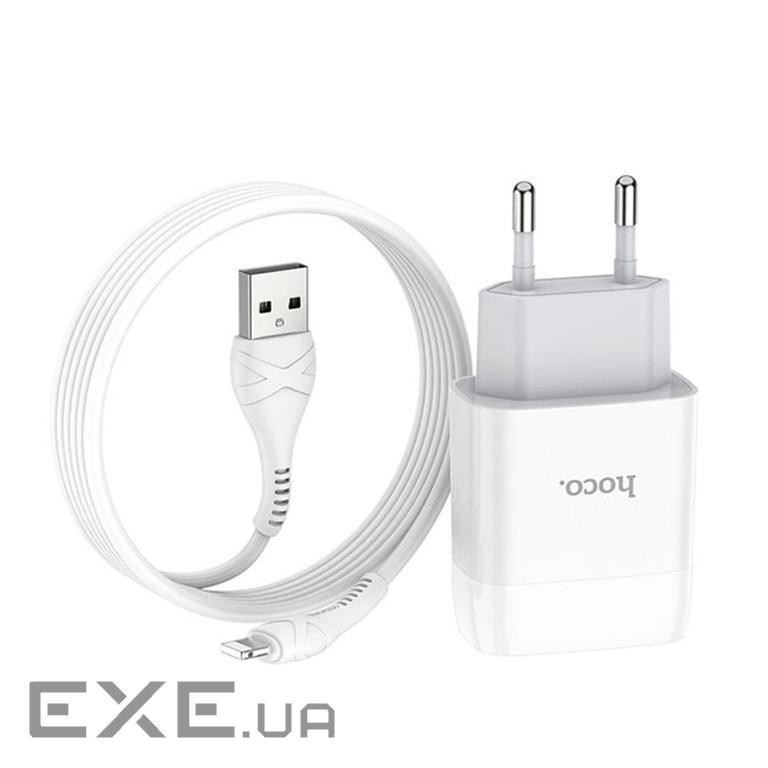 Набір СЗУ 110-240V HOCO C73A+ кабель Lighting, 2xUSB, 2.4A, кабель 1м, White, Blist (HOCO C73A / LW) , White, Blist (HOC