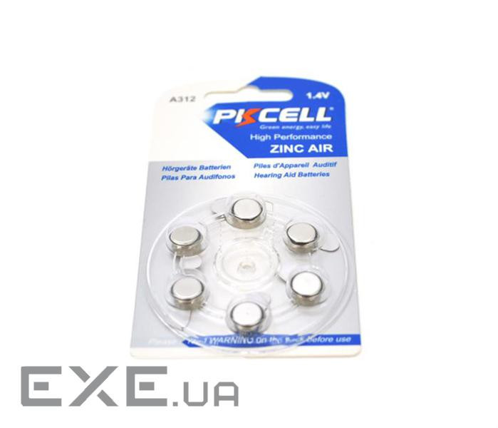 Батарейка повітряно цинкова PKCELL 1.4V ZA13, 6 штук у блістері, ціна за блістер , Q (ZA13-6B)
