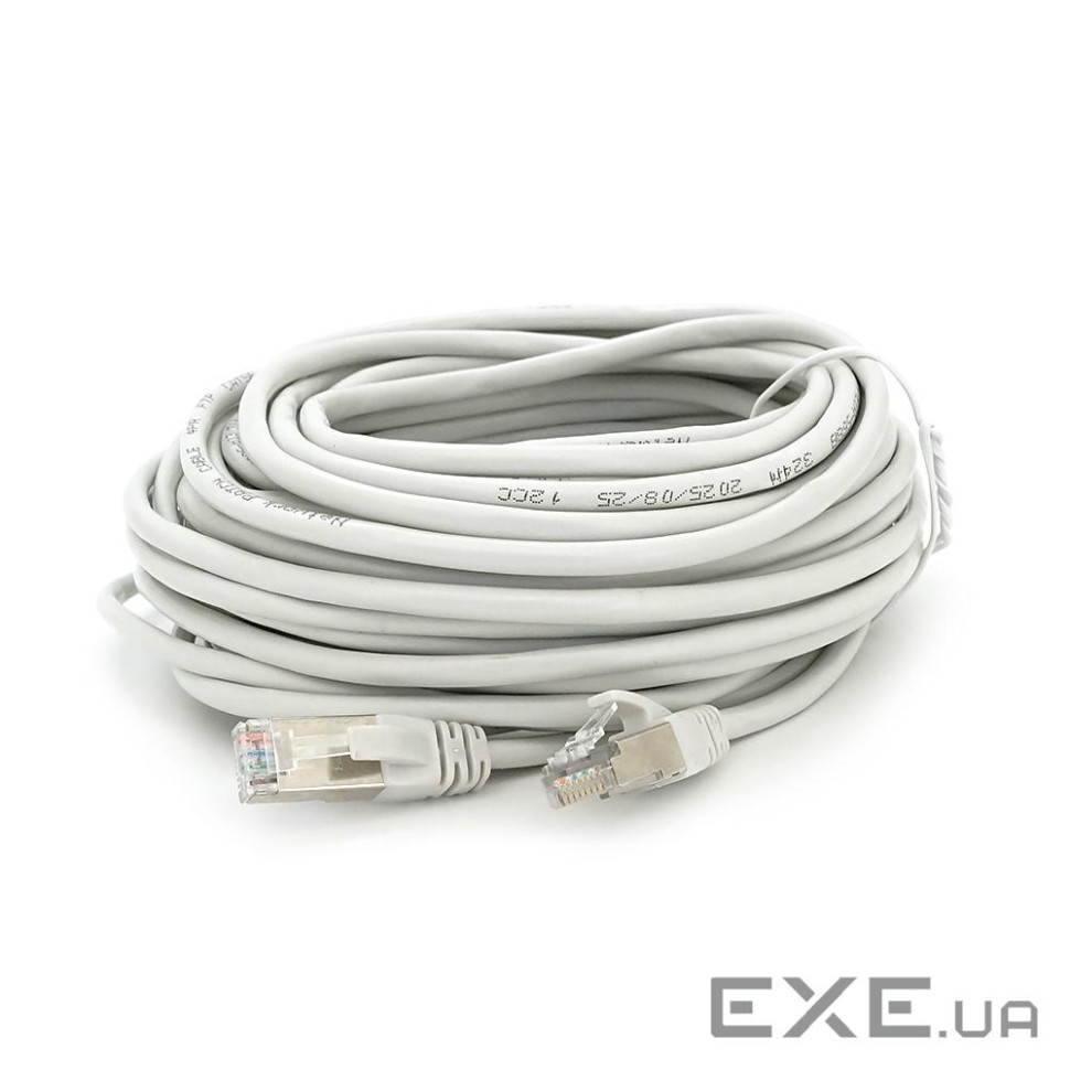 Патч-корд литий MERLION, FTP, RJ45, Cat.5e, 15m, сірий, CU, Q200 (PCM-CU-5E / 15G)