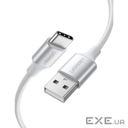 Дата кабель USB 2.0 AM to USB-C 0.25m 3A braided US288 white Ugreen (60129)