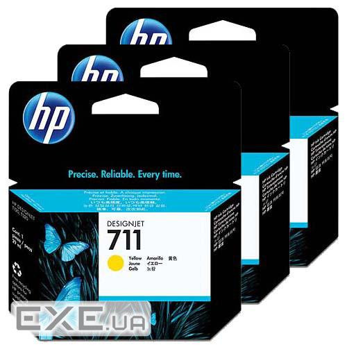 Картридж HP DJ No.711 DesignJet 120/520 3-Pack Yellow (CZ136A)
