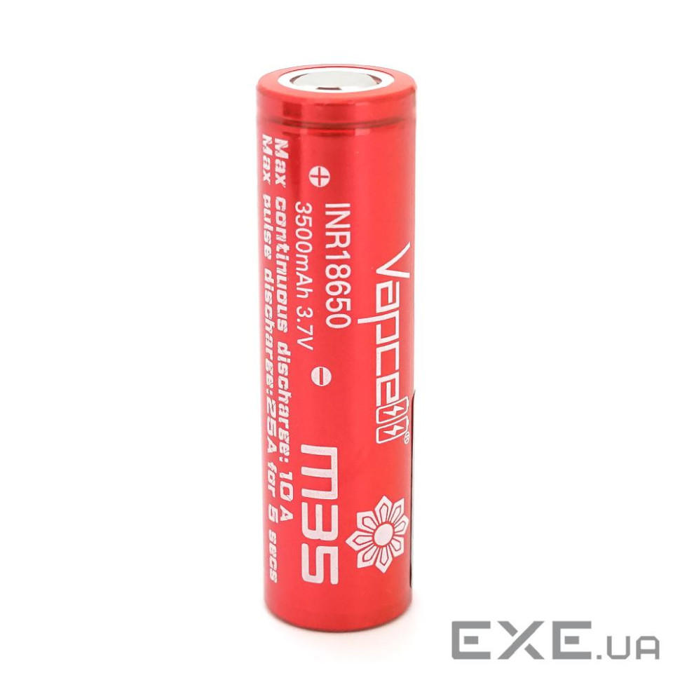 Акумулятор 18650 Li-Ion Vapcell INR18650 M35, 3500mah, 10A, 4.2 / 3.6 / 2.5V