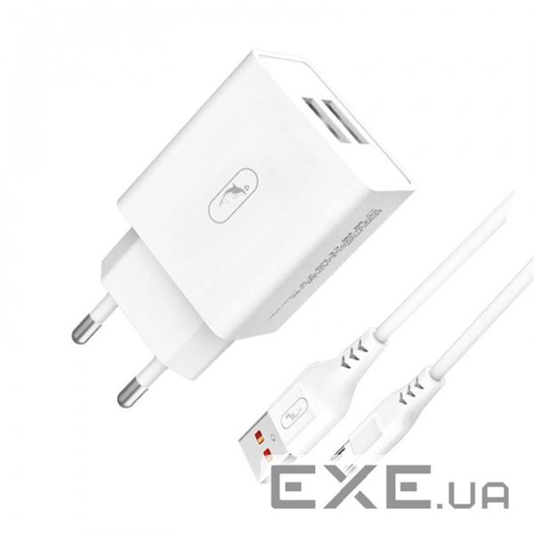 Зарядний пристрій SkyDolphin SC30V (2USB, 2.1A) White (SDMZP-000114) + кабель microUSB
