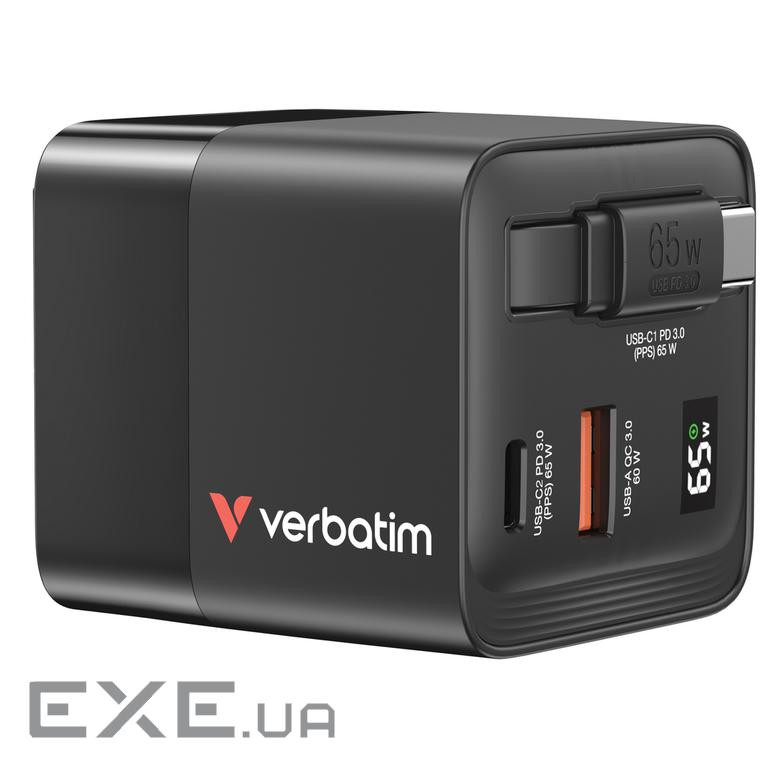 Зарядний пристрій Verbatim GaN 65 W 2 ports (USB-C/1xUSB-A) (32217)