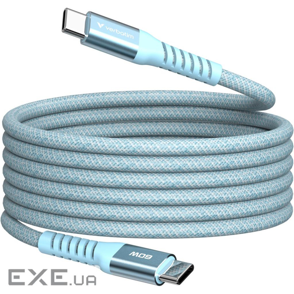 Магнітний кабель живлення та синхронізації Verbatim 60 Вт /USB-C-USB-C /120 см-блакинтий (31852)