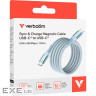Магнітний кабель живлення та синхронізації Verbatim 60 Вт /USB-C-USB-C /120 см-блакинтий (31852)