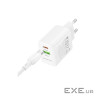 Зарядний пристрій BOROFONE BN29 Fuente 1xUSB-C PD30W + 1xUSB QC3.0 White (6941991120329)