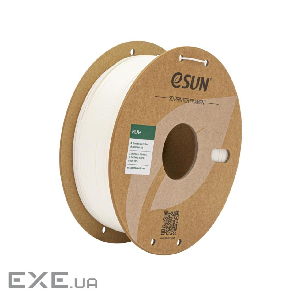 Пластик для 3D-принтера eSUN PLA+ P1.75мм, 1кг, white (PLA+P175W1)