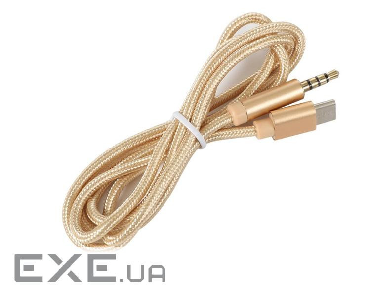 Кабель AUX Type-C - TRRS Audio 3.5мм Male/Male 1м Gold (S0995)