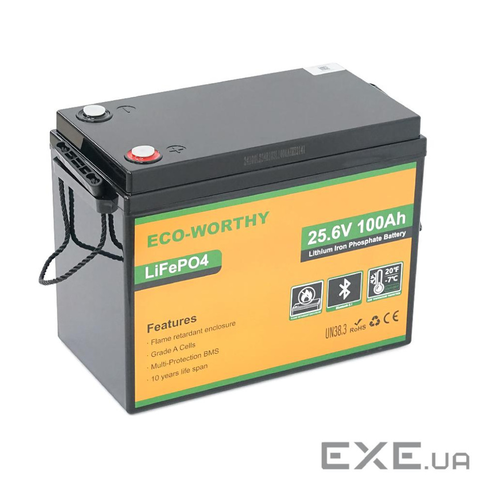 Аккумуляторная батарея Eco-Worthy LiFePO4 25,6V 100Ah,(80 / 100A), -7&deg;C (Eco-Worthy-251002)