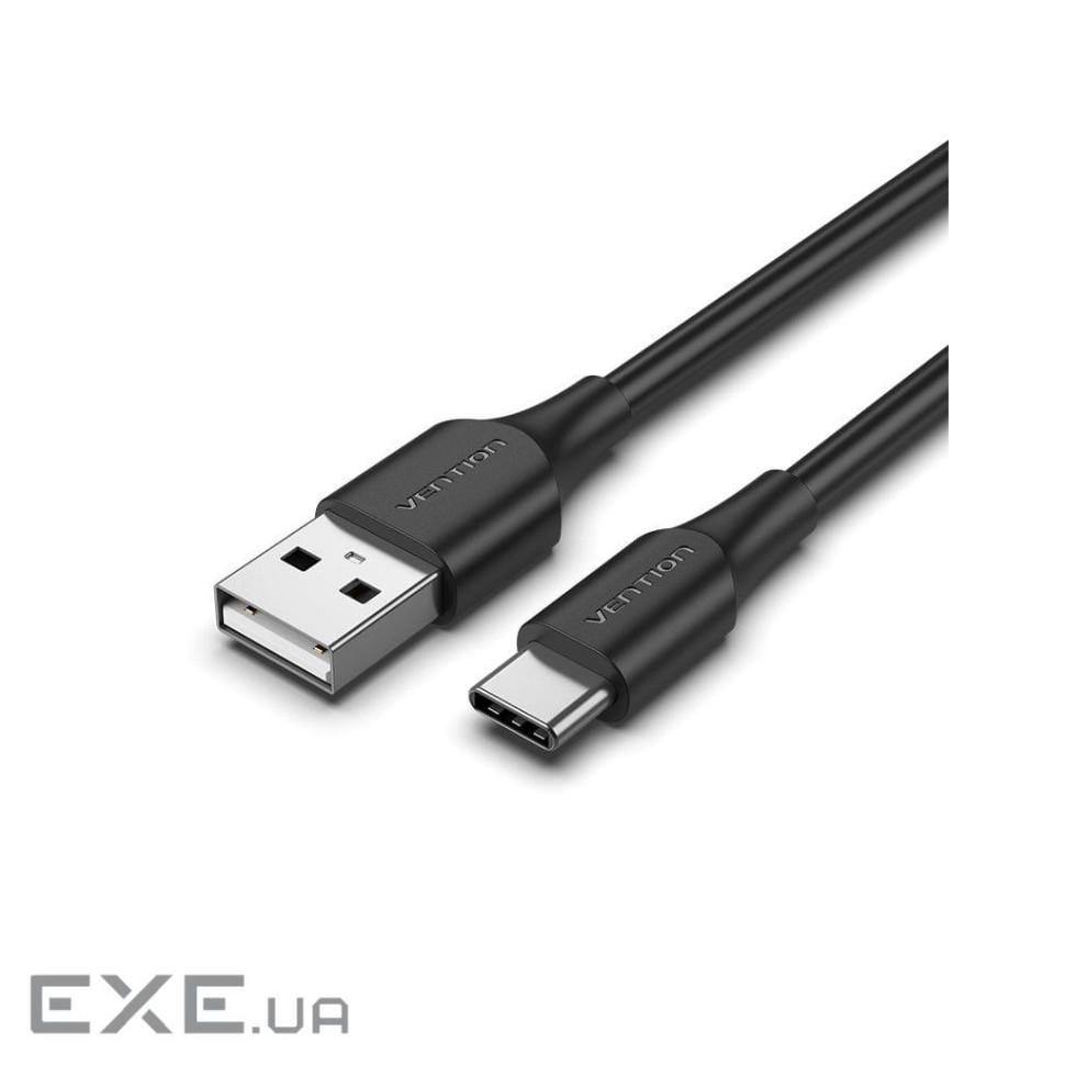 Дата кабель USB 2.0 AM to USB-C 1.0m 3A black Vention (CTHBF)