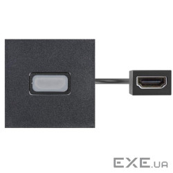 Патч-корд з HDMI 2.0 розеткою 45х45 мм та роз"ємом HDMI 2.0 "мама-мама", чорний (K129C/14)