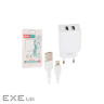 Зарядний пристрій XO L75 2USB/2.4A + Lightning White (XO-L75-L)