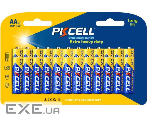 Батарейка сольова PKCELL 1.5V AA/ R6, 24 штуки в блістері ціна за блістер , Q12 (9310)