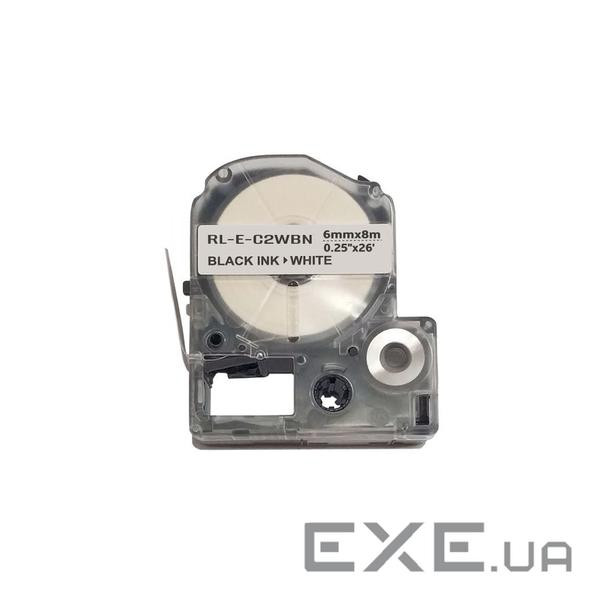Стрічка для принтера етикеток UKRMARK RL-E-C2WBN-BK/WT, аналог LC2WBN. 6 мм х 8 м (CELC2WBN)